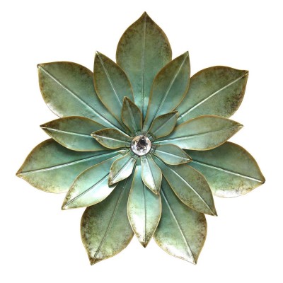 Stratton Home Dcor Green Embellished Flower Wall Dcor 7477135199283  123240815859